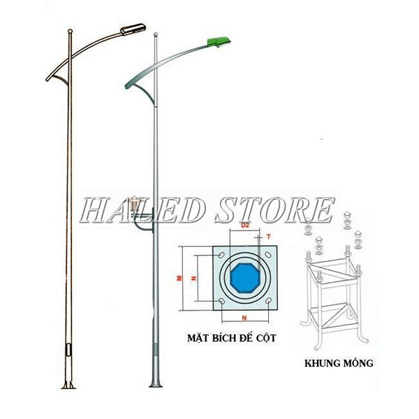 Kiểu dáng trụ đèn cao áp 6m bát giác rời cần đơn